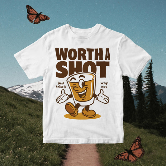 Retro Shot Glass PNG - Worth a Shot, Bar Humor Sublimation Clipart (Digital Design)