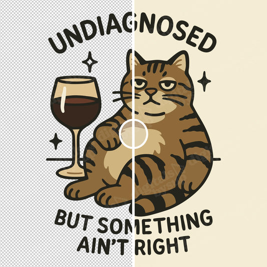 Funny Chill Cat PNG: Undiagnosed Humor Shirt Design (Digital Download)