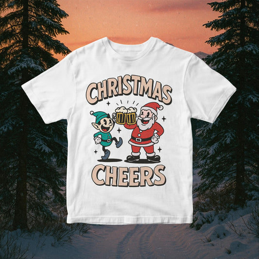 Halftone Rubber House PNG: Christmas Cheers Santa Elf Beer Design (Digital Download)