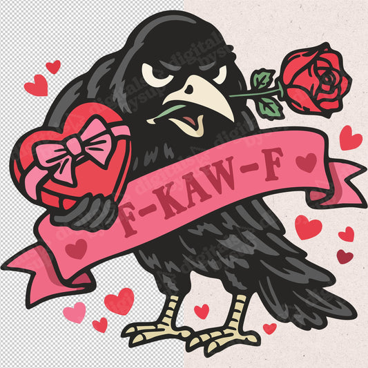 Raven Anti Valentine Png: Trendy Valentine F-Caw-F Crow Png, Gothic Raven Dark Romance, Anti Love, Galantines Day Png, Digital File