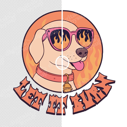 Funny Dog PNG: Retro Sunglasses Clipart, Let It Burn Meme (Digital Download)