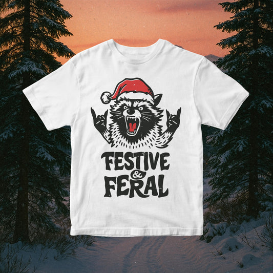 Festive & Feral PNG - Raccoon Christmas Design (Digital Download)
