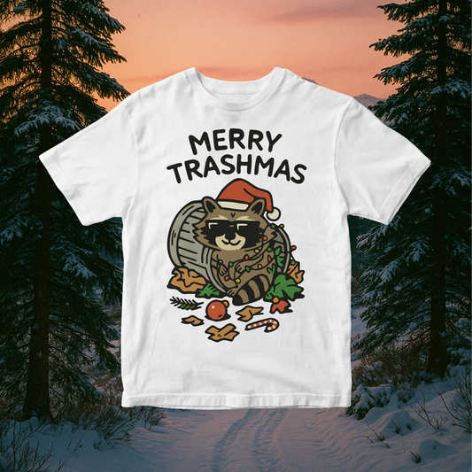 Funny Christmas Raccoon PNG: Trendy Shirt Sublimation Design