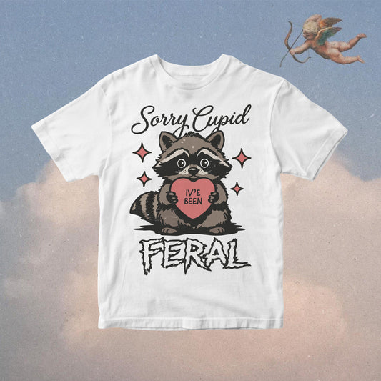 Sorry Cupid I've Been Feral PNG: Vintage Raccoon Valentines Day Design (Digital Download)