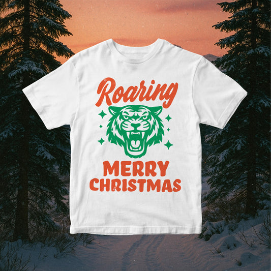 Roaring Tiger Merry Christmas PNG: Festive Roaring Design (Digital Download)