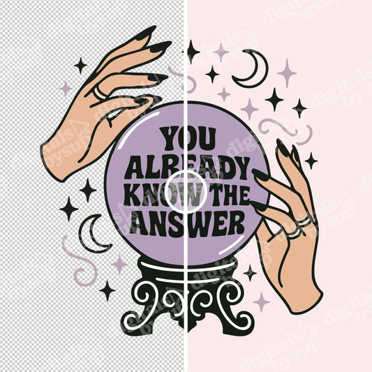 Witchy Crystal Ball PNG: Positive Quote, Boho Clipart (Digital Download)