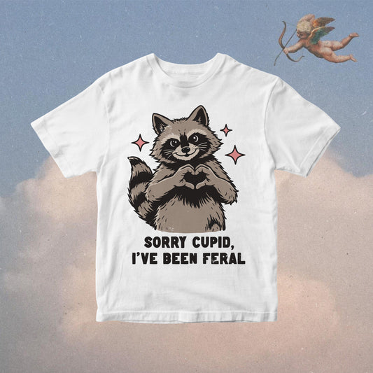Sorry Cupid I've Been Feral PNG: Retro Raccoon Valentines Day Design (Digital Download)
