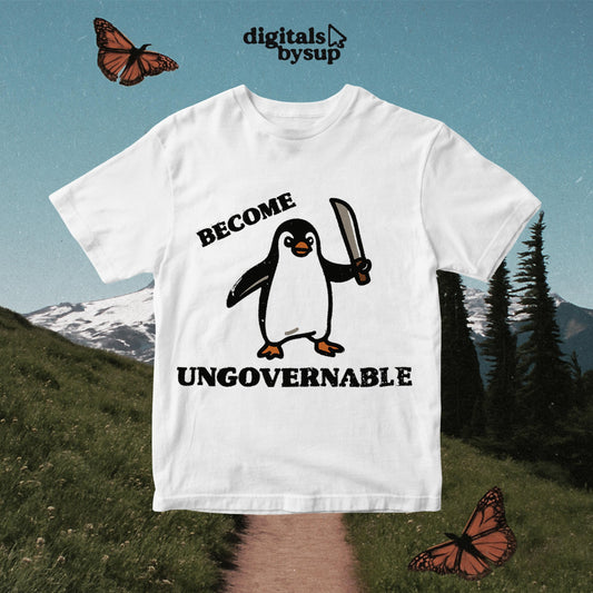 Ungovernable Penguin PNG: Funny Anarchist Meme, Rebel Bird Art (Digital Download)