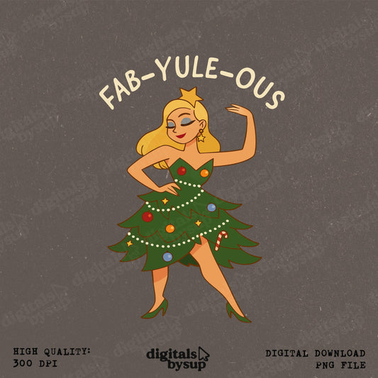 Christmas Tree Dress PNG: Pin Up Festive Pun Design (Digital Download)