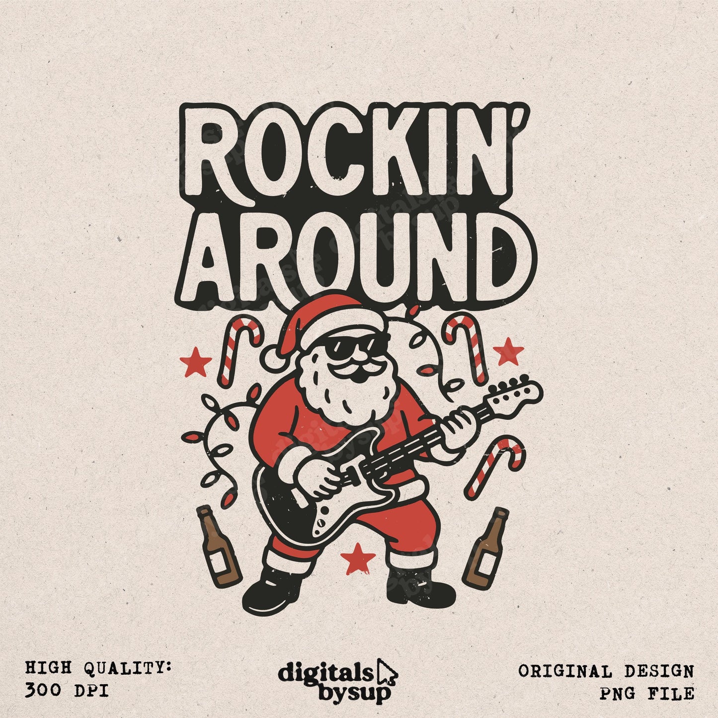 Funny Retro Christmas PNG: Song Lyrics, Santa Design (Digital Download)