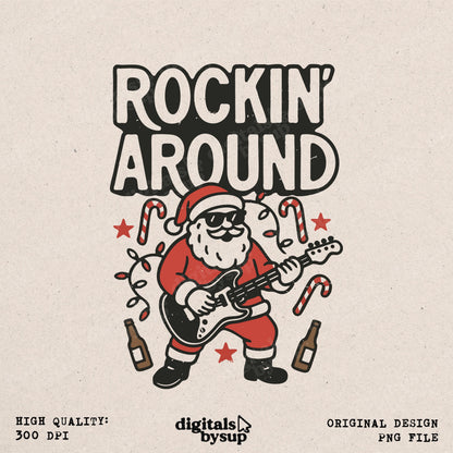 Funny Retro Christmas PNG: Song Lyrics, Santa Design (Digital Download)