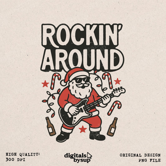 Funny Retro Christmas PNG: Song Lyrics, Santa Design (Digital Download)