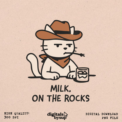 Cowboy Kitten PNG: Funny Chibi Western Kawaii Design (Digital Download