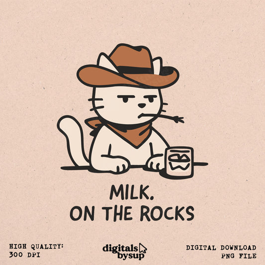 Cowboy Kitten PNG: Funny Chibi Western Kawaii Design (Digital Download