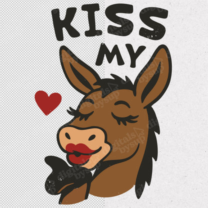 Retro Donkey Clipart PNG – Funny Sassy Design (Digital Download)