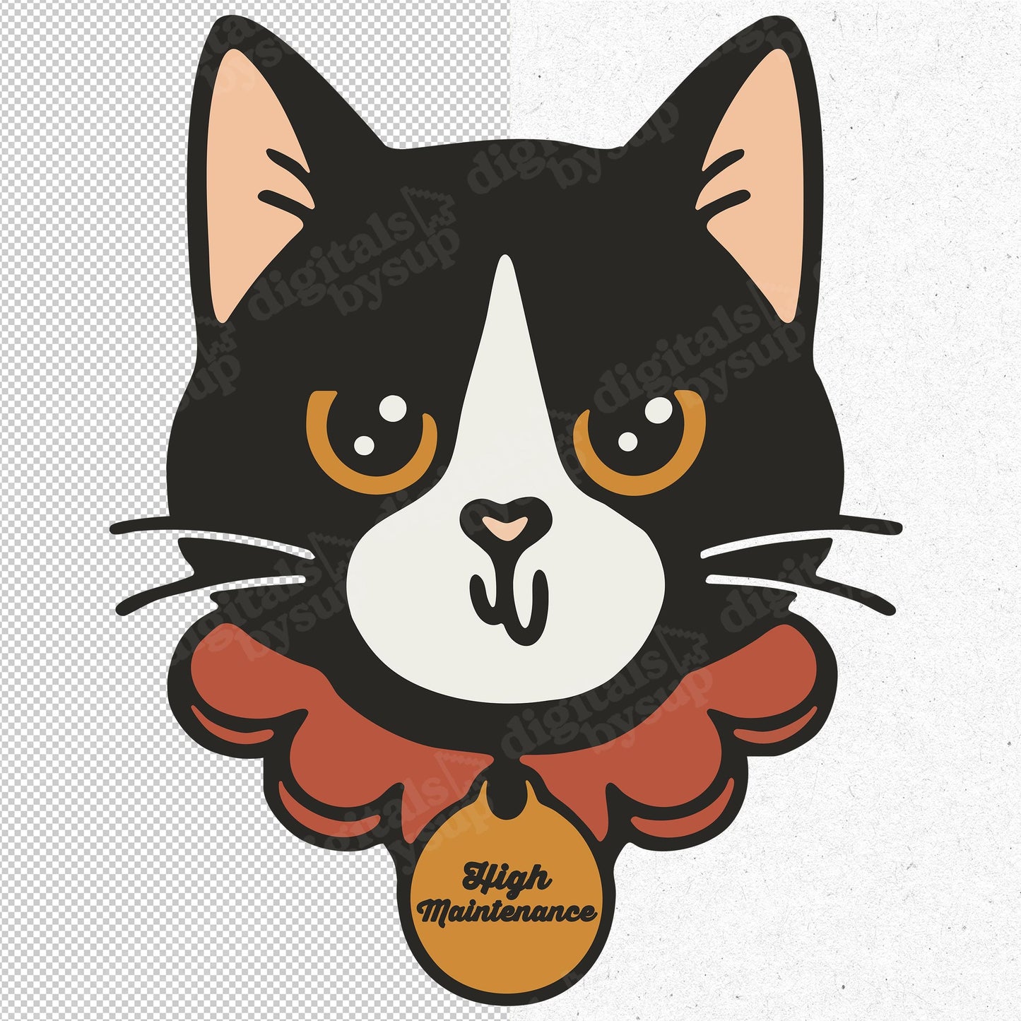 Sassy Cat PNG: "High Maintenance" Related Pet Design (Digital Download)
