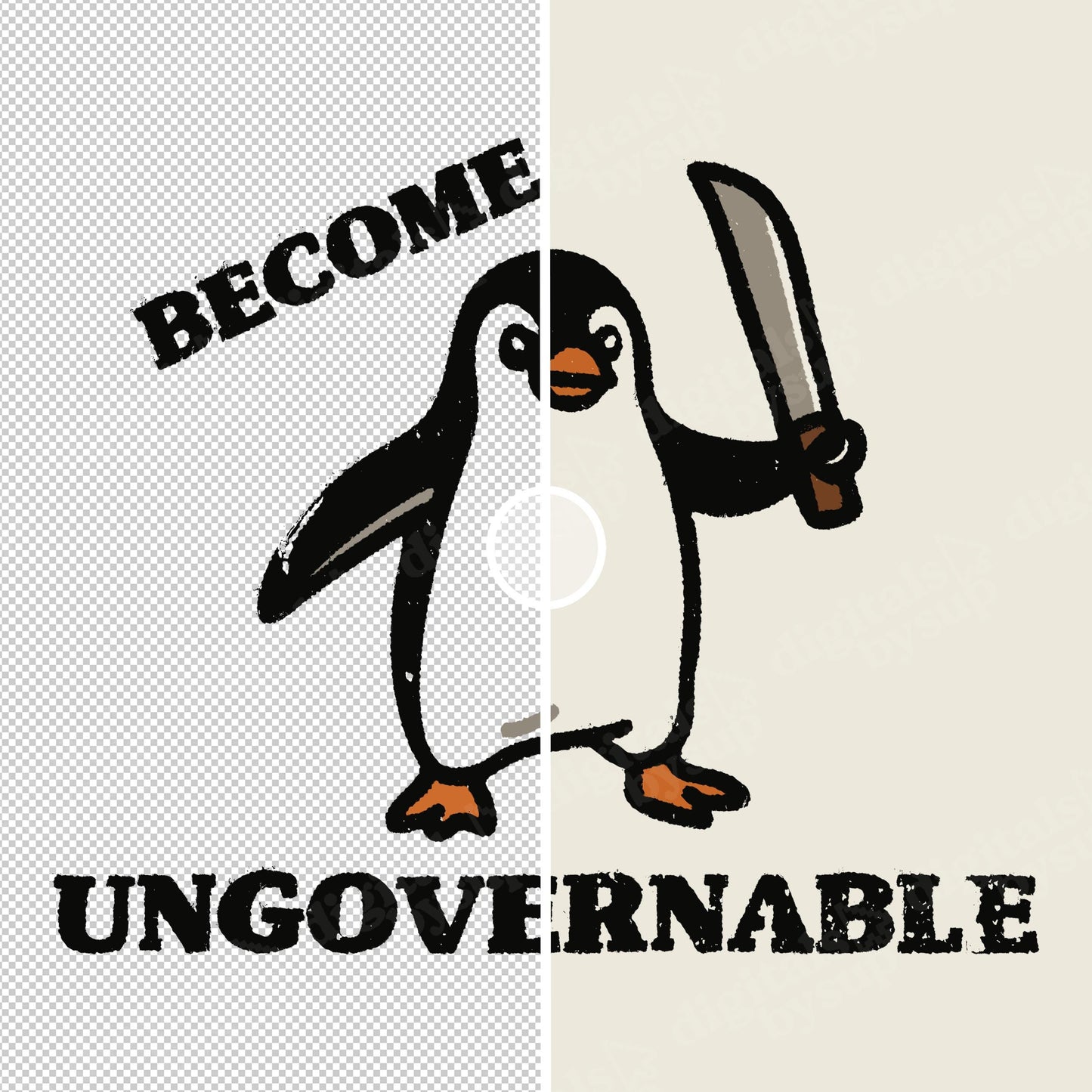Ungovernable Penguin PNG: Funny Anarchist Meme, Rebel Bird Art (Digital Download)