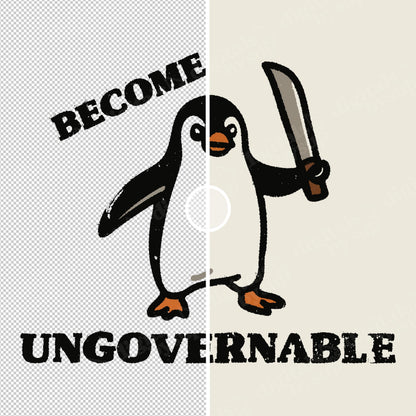 Ungovernable Penguin PNG: Funny Anarchist Meme, Rebel Bird Art (Digital Download)