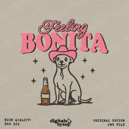 Dog Cowgirl Beer PNG – Retro Western Meme Design, Distressed or Clean Versions (Digital Download)