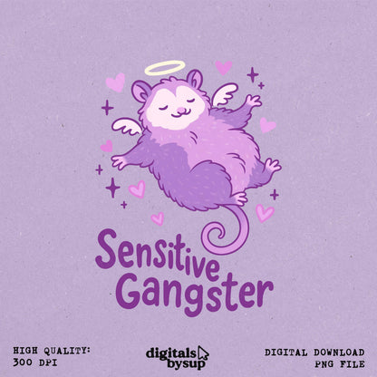 Cute Possum PNG: Pastel Meme T-Shirt Design Funny Animal (Digital Download)