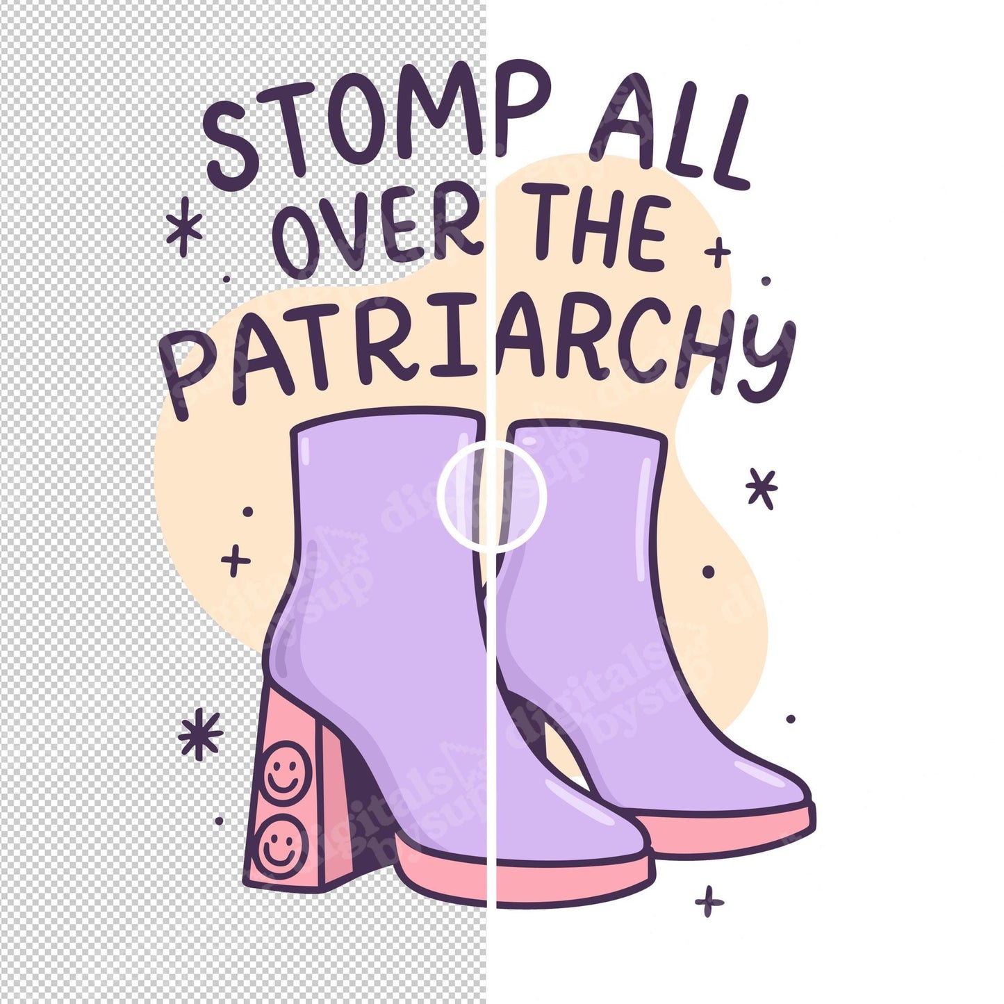 Feminist Boots PNG: Stomp Patriarchy, Girl Power Clipart (Digital Download)