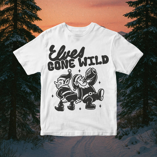 Funny Christmas Quote PNG: Naughty 'Elves Gone Wild' Drinking Elf Clipart (Digital Download)