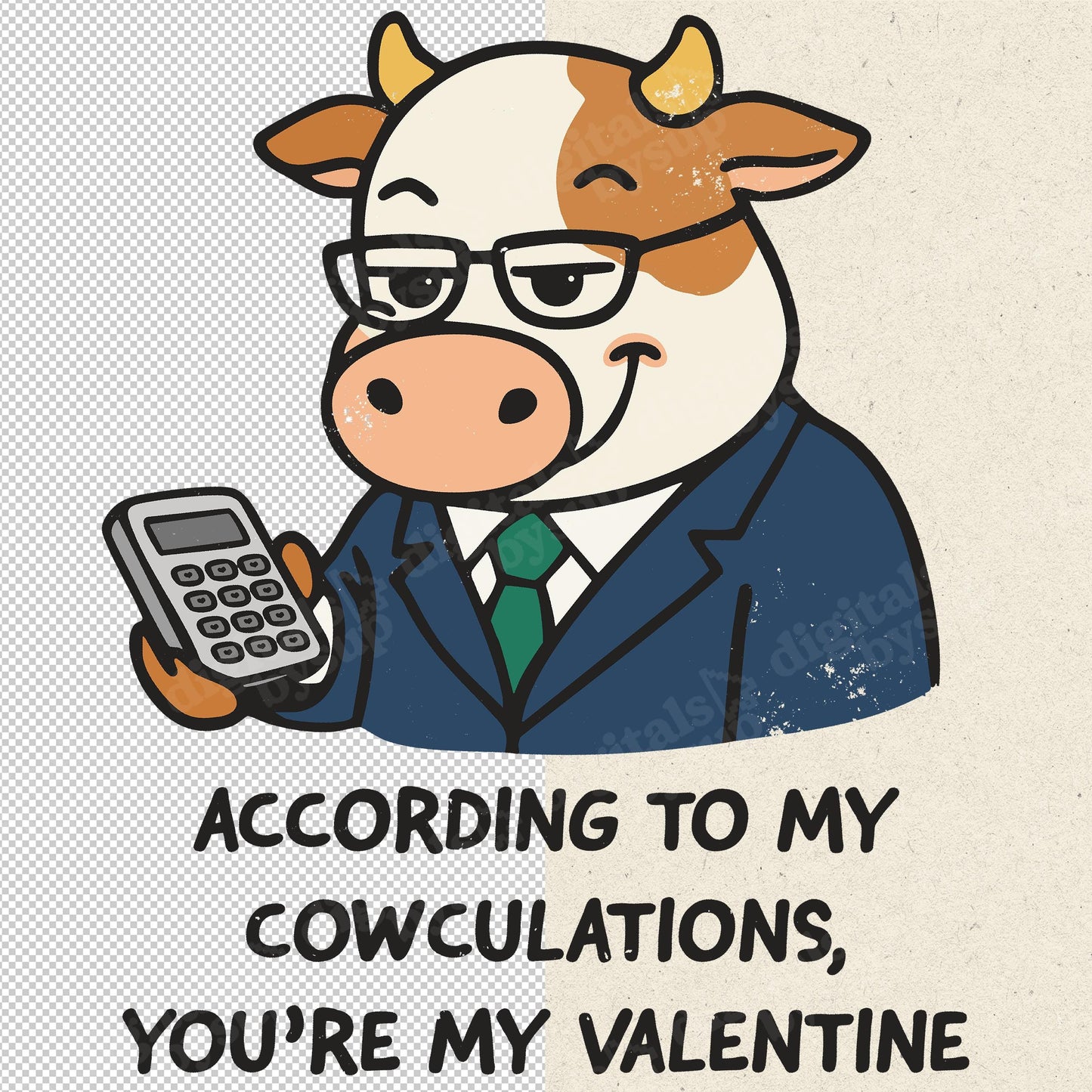 Cow Punny Valentine PNG: Farm Animal Lover Design (Digital Download)