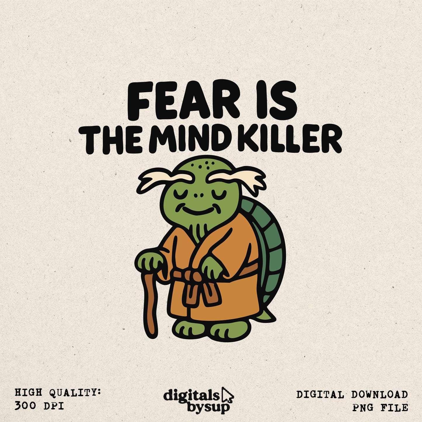 Funny Turtle PNG – Wise Sensei Cartoon Master Clipart for Sublimation POD Instant Download Design