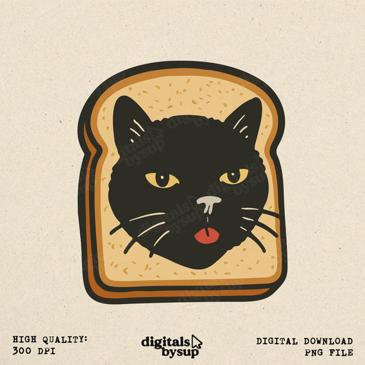 Cat In Bread PNG: Funny Pet Meme Tee Design (Digital Download)