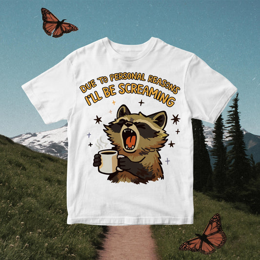 Screaming Raccoon PNG: Coffee Lover Sarcastic Quote, Monday Mood Design (Digital Design)