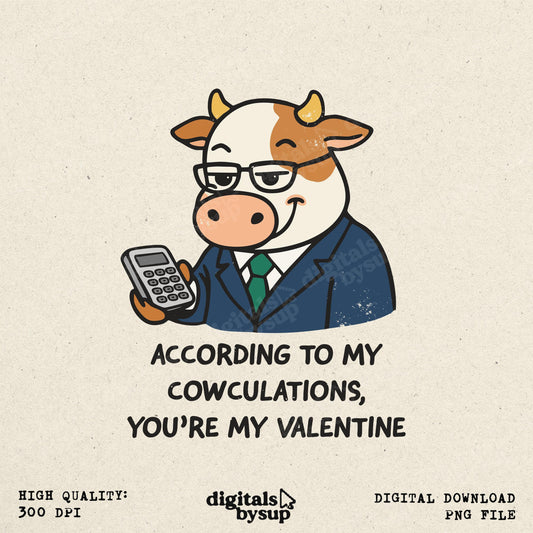 Cow Punny Valentine PNG: Farm Animal Lover Design (Digital Download)
