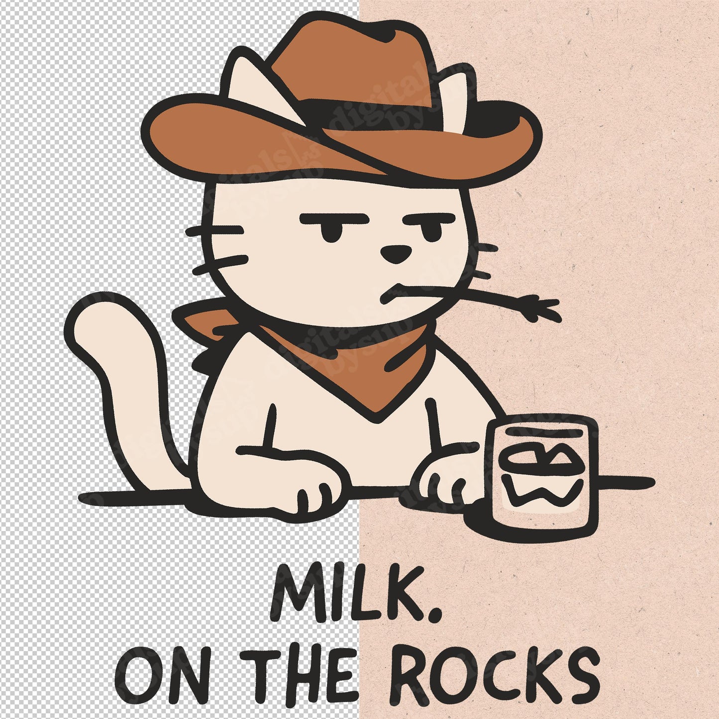 Cowboy Kitten PNG: Funny Chibi Western Kawaii Design (Digital Download