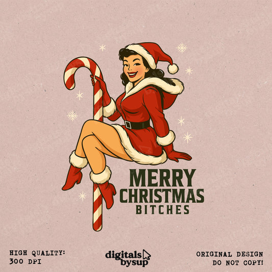 Rude Christmas Pinup PNG | Retro Western Holiday Clipart (Digital Download)