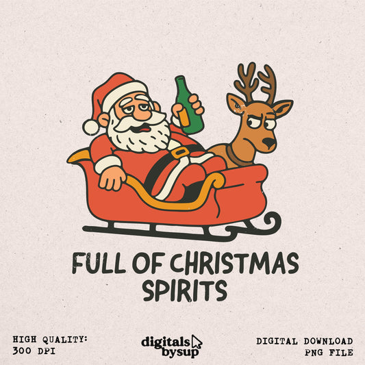 Funny Santa Beer PNG: Alcoholic Christmas Design (Digital Download)