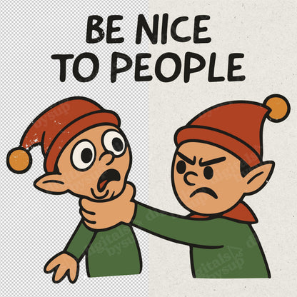 Sarcastic Christmas PNG: Funny Elf Design, Offensive Humor Clipart (Digital Download)