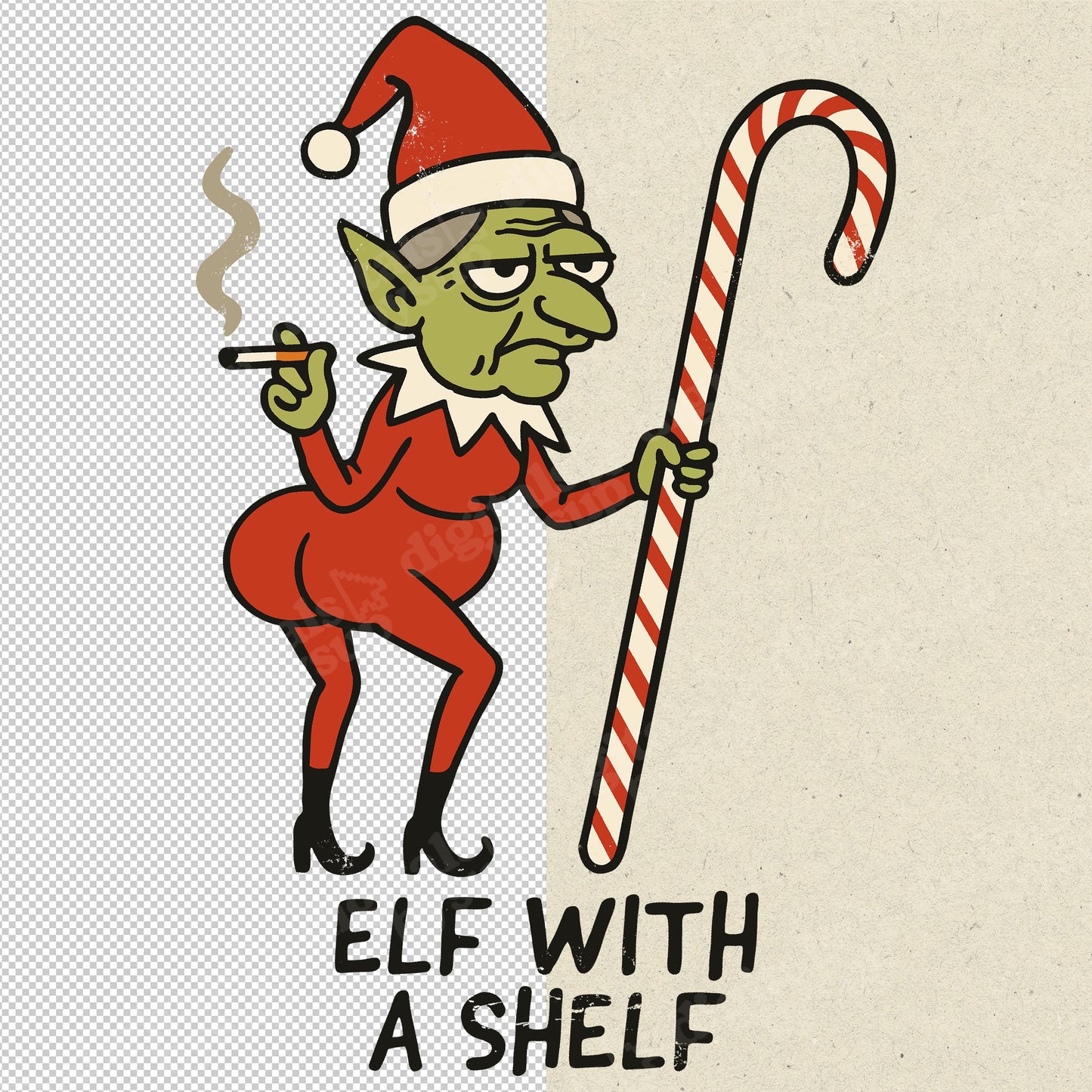Christmas Elf PNG - Funny Naughty Festive Meme Design for POD (Digital Download)