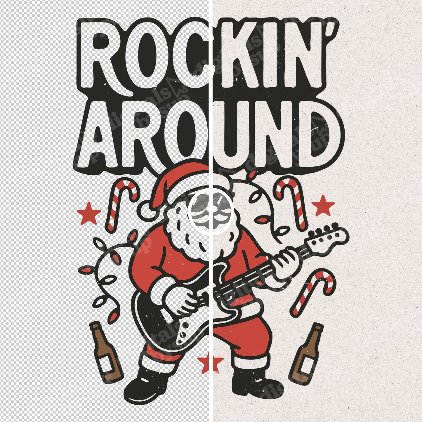 Funny Retro Christmas PNG: Song Lyrics, Santa Design (Digital Download)