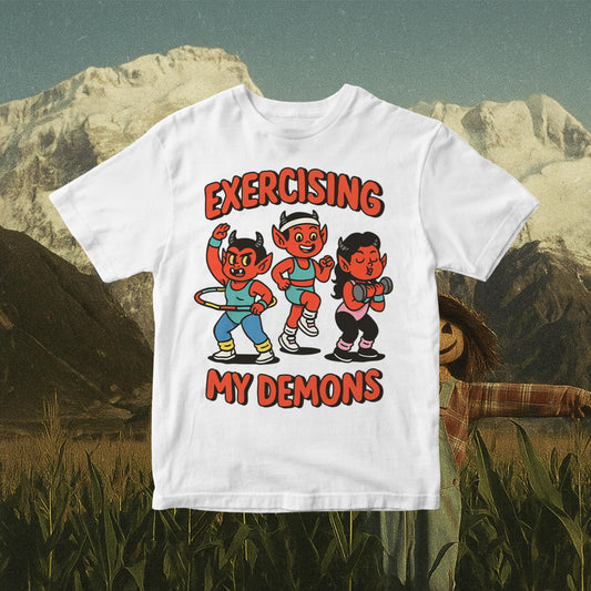 Funny Demon Workout Clipart – Retro Fitness Design (PNG Download)