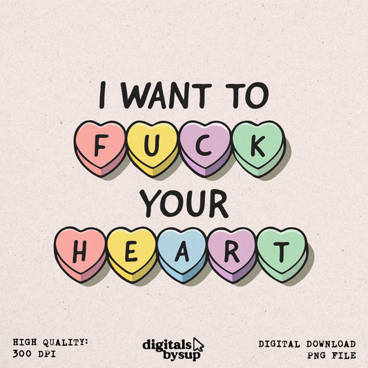 Valentine Candy Hearts PNG: Sweary Rude Love Design (Digital Download)