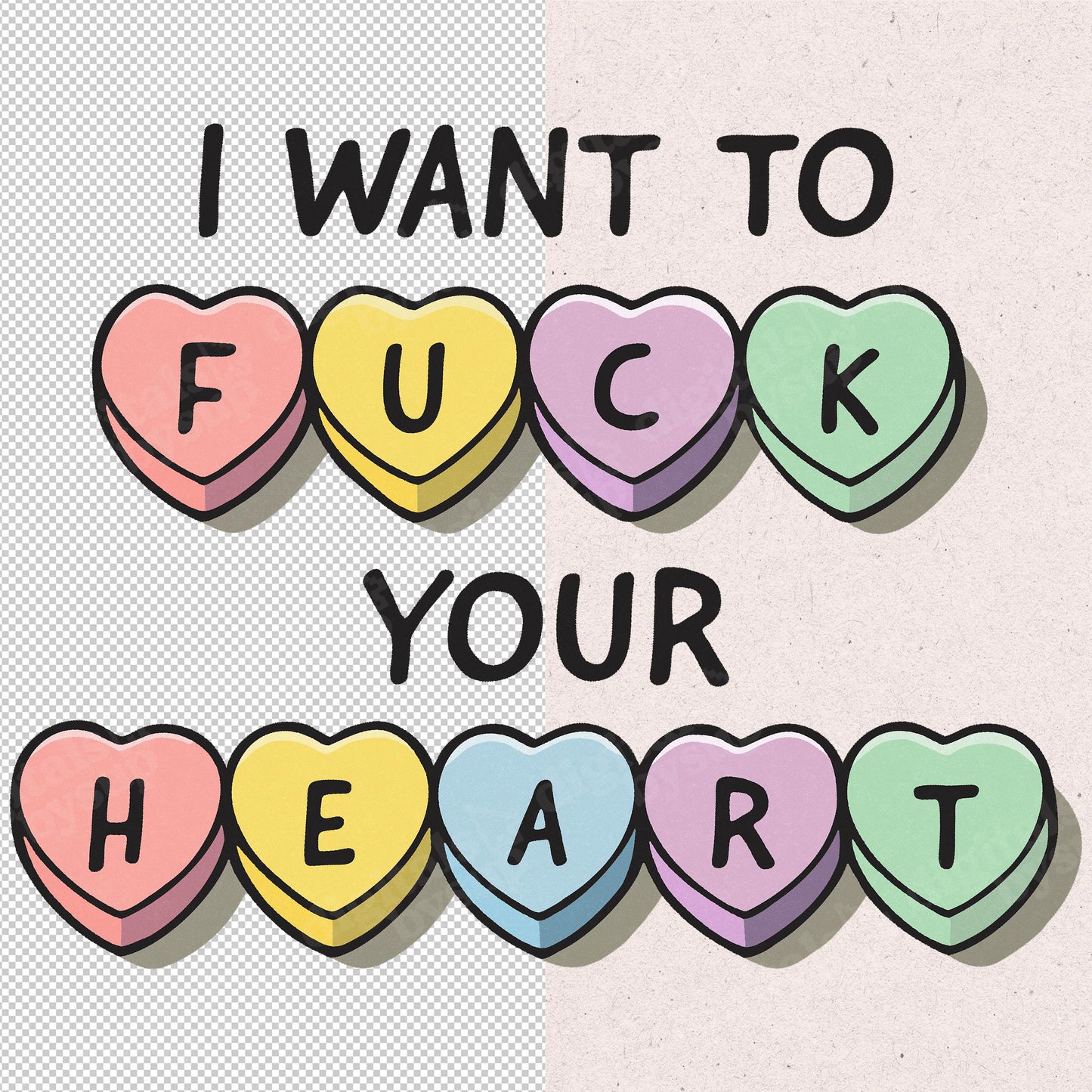 Valentine Candy Hearts PNG: Sweary Rude Love Design (Digital Download)