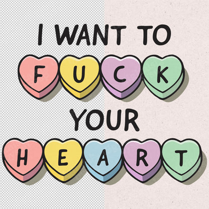 Valentine Candy Hearts PNG: Sweary Rude Love Design (Digital Download)