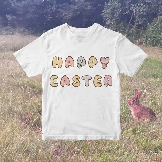 Happy Easter PNG - Pastel Easter Egg Letters Spring Minimal Shirt Sublimation Design (Digital Download)