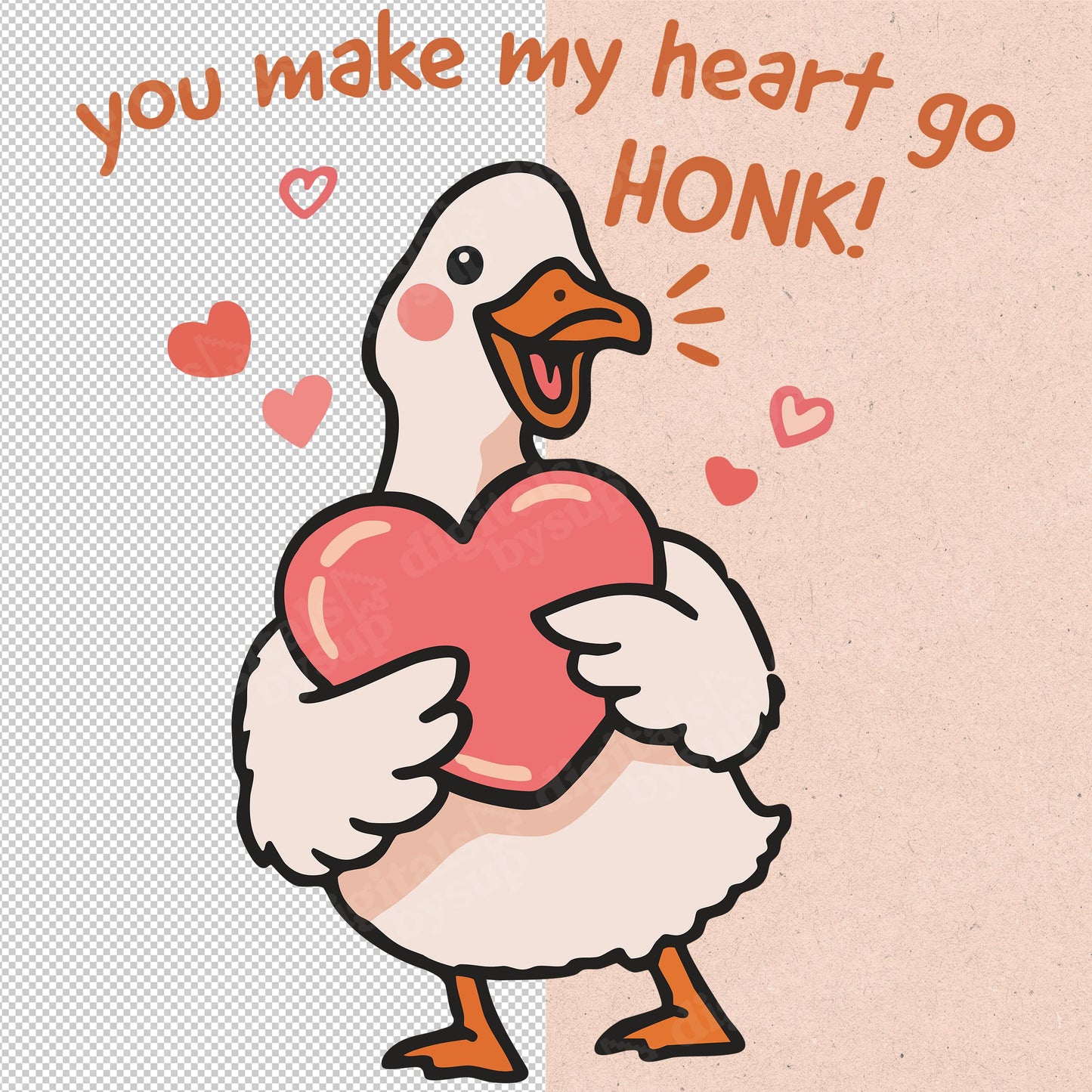 Funny Valentine Goose PNG: Pink Kawaii Shirt Design (Digital Download)