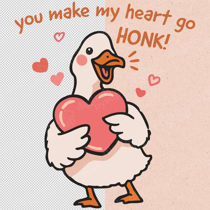 Funny Valentine Goose PNG: Pink Kawaii Shirt Design (Digital Download)