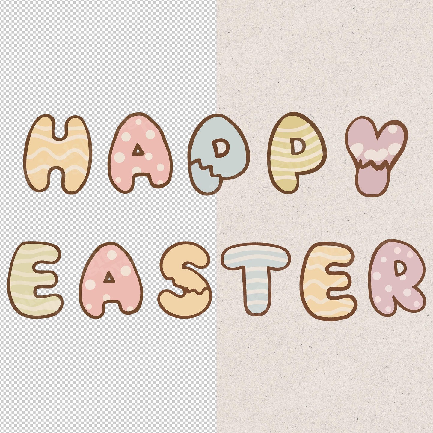 Happy Easter PNG - Pastel Easter Egg Letters Spring Minimal Shirt Sublimation Design (Digital Download)