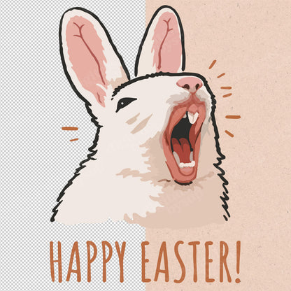 Easter Bunny PNG: Funny Yelling Rabbit Happy Easter Design (Digital Download)