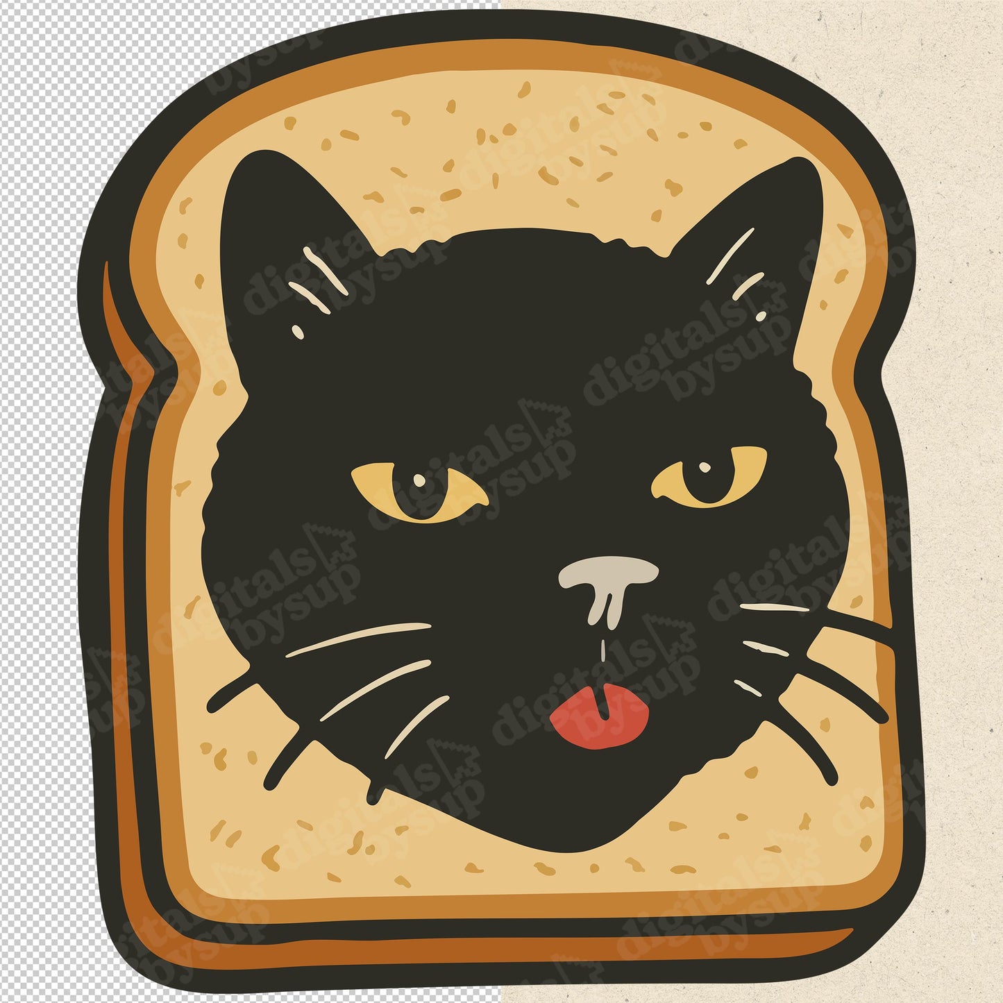 Cat In Bread PNG: Funny Pet Meme Tee Design (Digital Download)