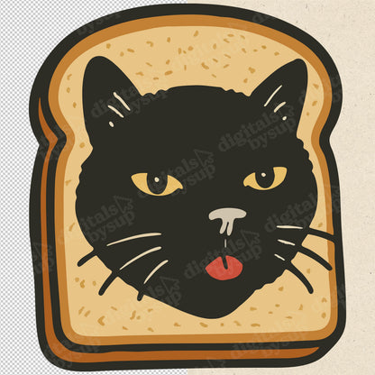 Cat In Bread PNG: Funny Pet Meme Tee Design (Digital Download)