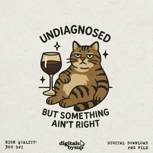 Funny Chill Cat PNG: Undiagnosed Humor Shirt Design (Digital Download)