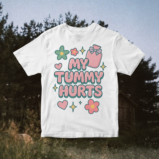 Cute My Tummy Hurts PNG – Kawaii Pastel Design (Digital Download)